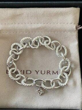 David Yurman Sterling Silver Chain Link Bracelet with Charm​